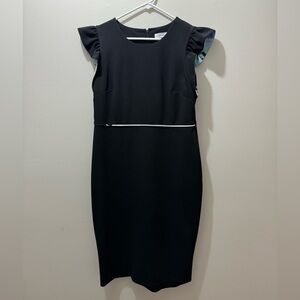 Calvin Klein Black ruffle sleeve dress